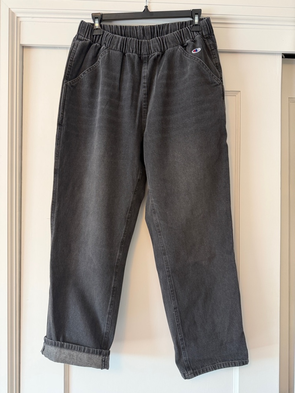 Champion Washed Black Elastic Waist Denim Joggers